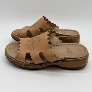 Dansko Sandals Women's Size EU 36 US 6 Tan Leather Slide Slip-On Open Toe